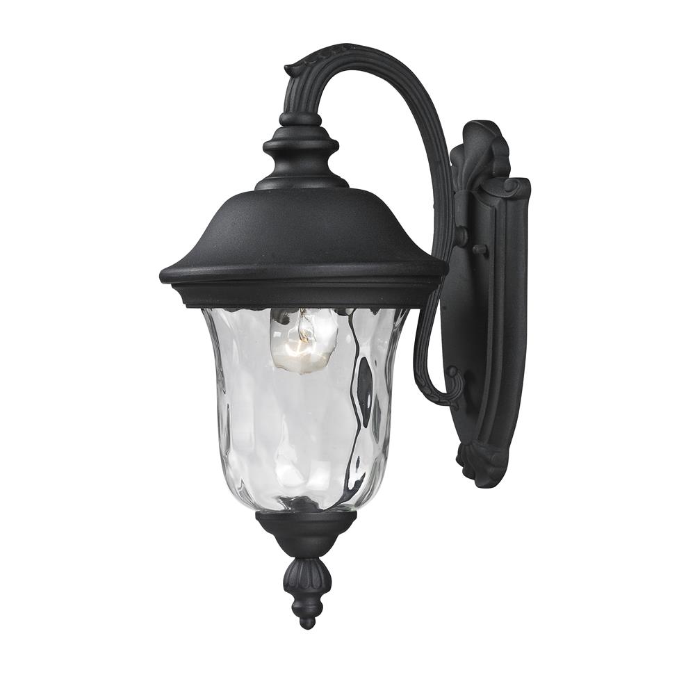 Z-Lite 534S-BK Outdoor Wall Light in Black with a Clear Waterglass Shade
